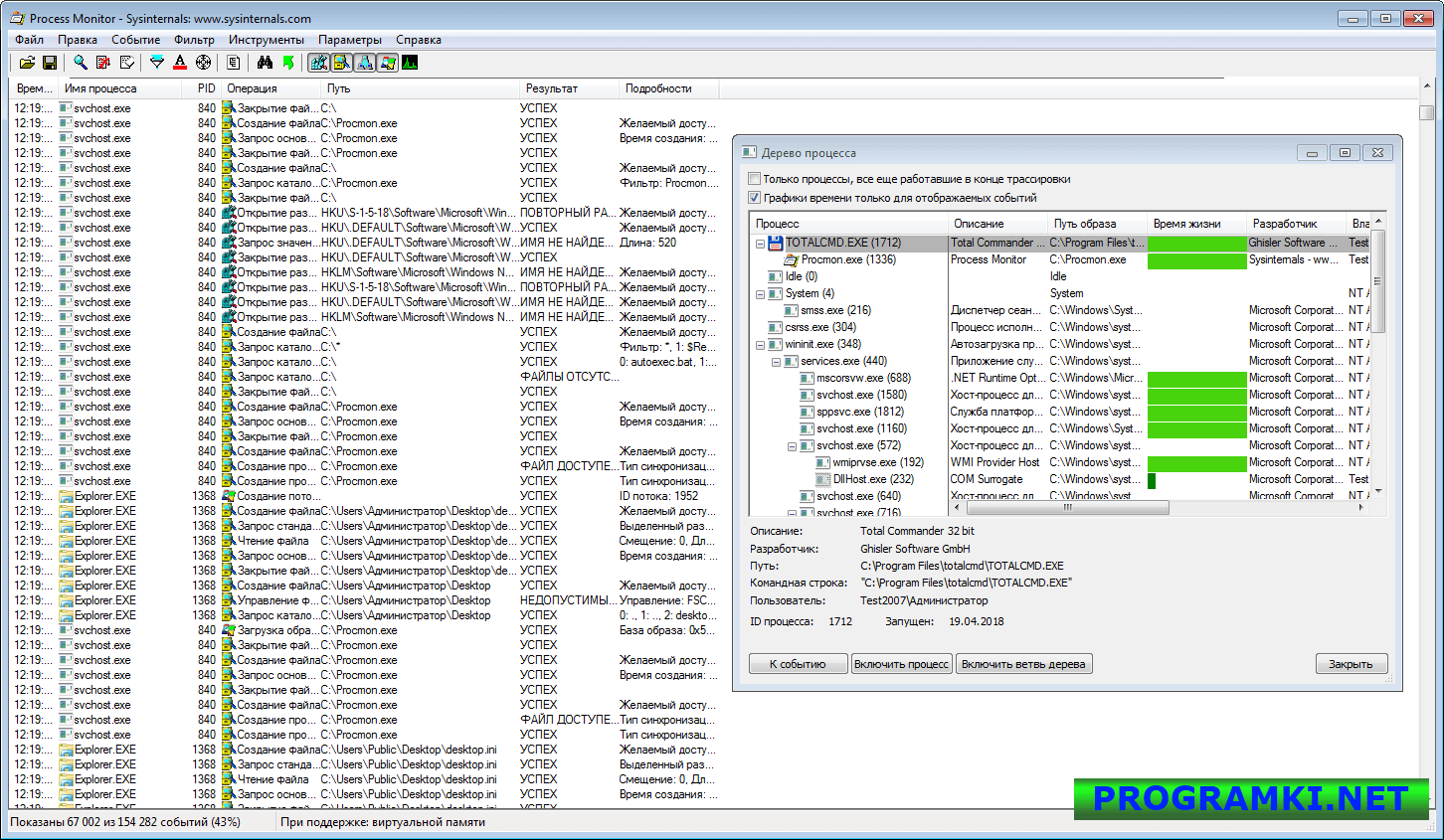 Скриншот программы Process Monitor 3.95
