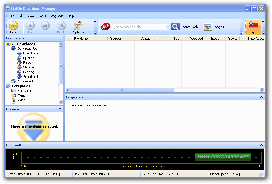 Скриншот программы GetGo Download Manager 5.3.0.2712
