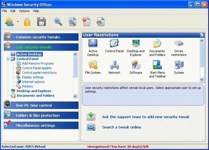 Скриншот программы Windows Security Officer 8.1.1.1