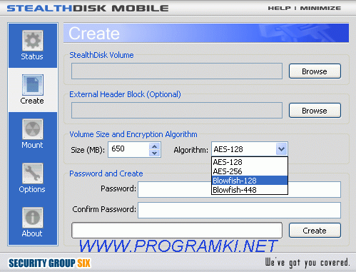 Скриншот программы StealthDisk Mobile 2005.1.221