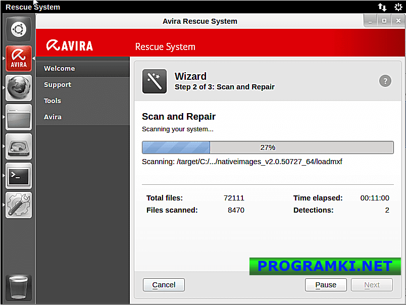 Скриншот программы Avira Antivir Rescue System 3.7.1