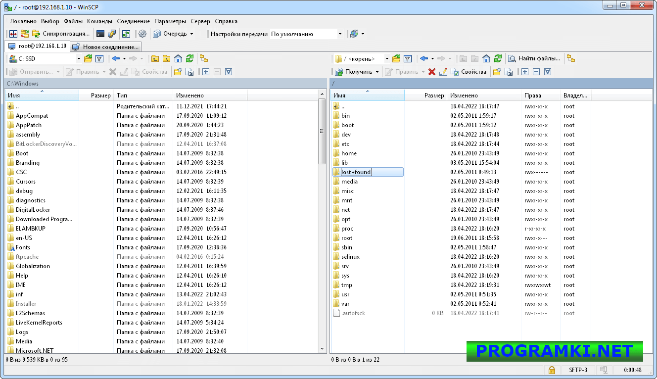 Скриншот программы WinSCP 6.1