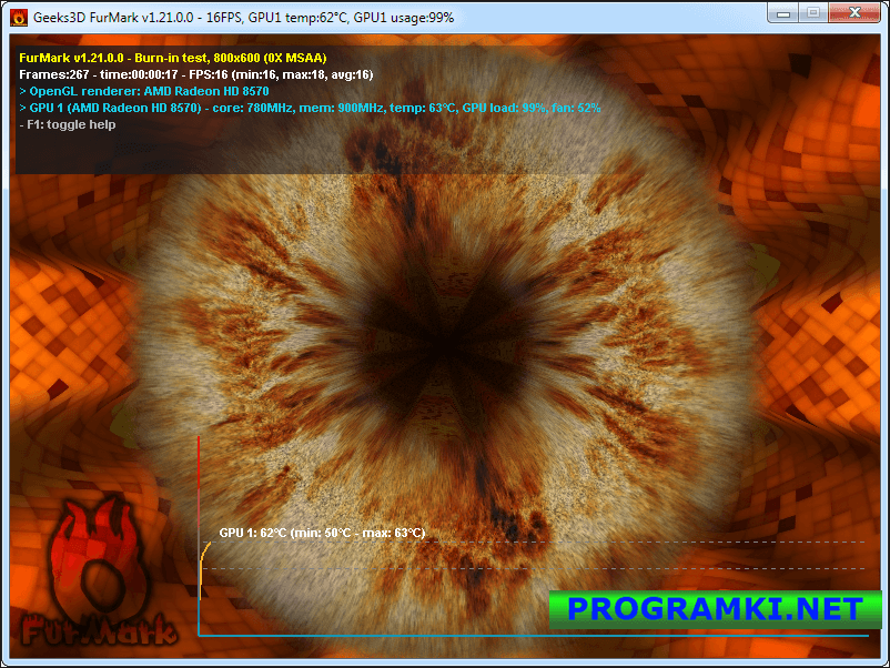 Скриншот программы FurMark 2.2.0.1 + 1.38.1.0