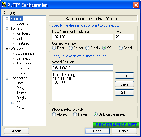 Скриншот программы Putty 0.78