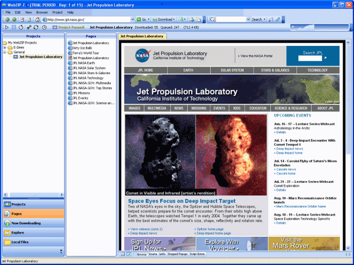 Скриншот программы WebZip 7.1.2.1052