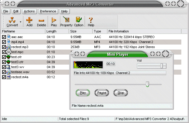 Скриншот программы Advanced MP3 Converter 5.00