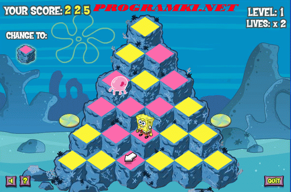 Скриншот флеш игры SpongeBob Square Pants Pyramid Peril 