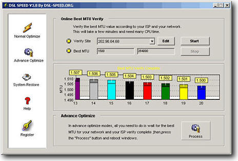 Скриншот программы DSL Speed 7.1