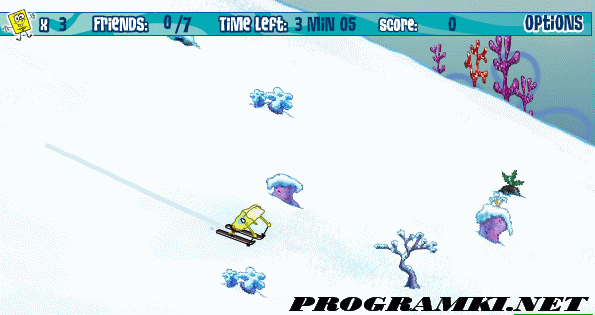 Скриншот флеш игры SpongeBob Avalanche at Planktons Peak 