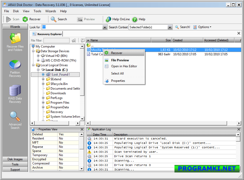 Скриншот программы ARAX Disk Doctor - Data Recovery 3.1.36 