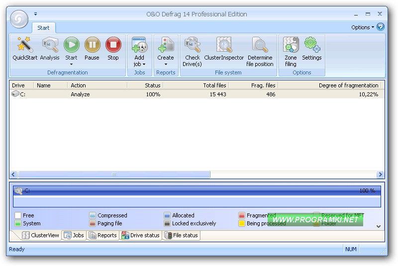 Скриншот программы O&O Defrag Professional 19.5.222