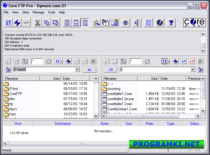 Скриншот программы Core FTP 2.2 build 1933