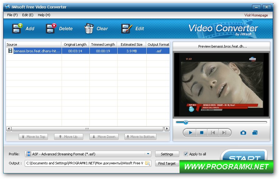 Скриншот программы iWisoft Free Video Converter 1.2.0 build 091127