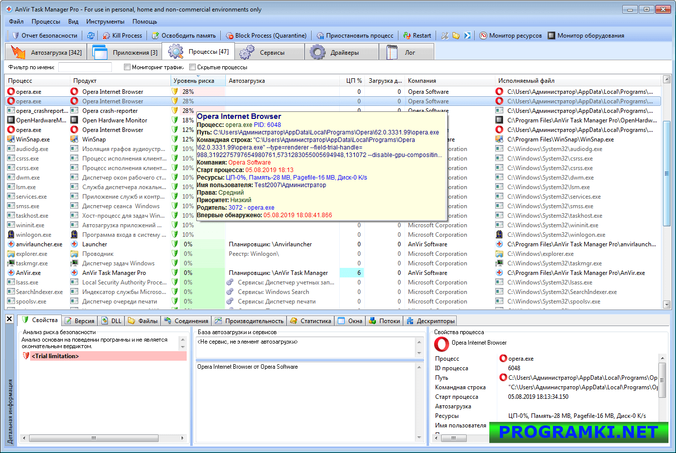 Скриншот программы AnVir Task Manager 9.4.0